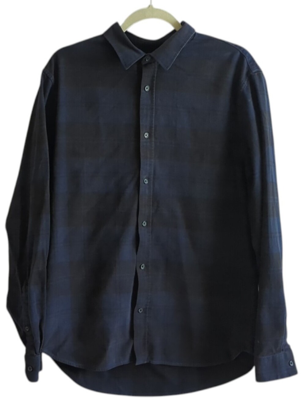 Vince  Blue & Black Plaid Cotton Button Up Classic Fit Long Sleeve Shirt Size L